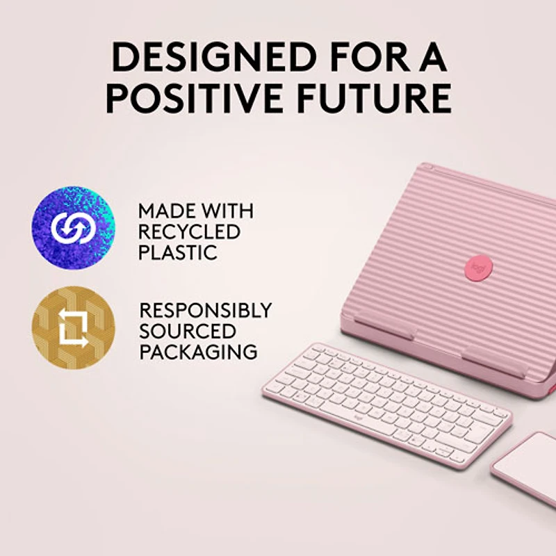Ensemble bureau escamotable Casa de Logitech avec support pour portable, clavier et pavé tactile pour portable/MacBook (10 à 17 po) - Rose