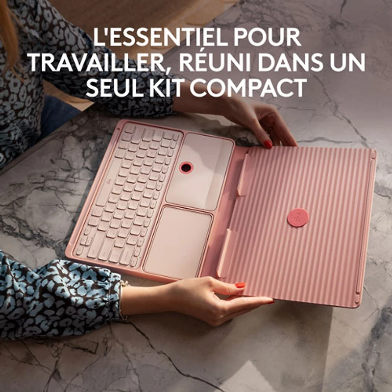 Ensemble bureau escamotable Casa de Logitech avec support pour portable, clavier et pavé tactile pour portable/MacBook (10 à 17 po) - Rose