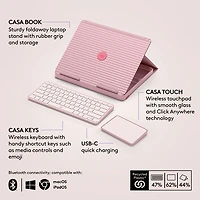 Ensemble bureau escamotable Casa de Logitech avec support pour portable, clavier et pavé tactile pour portable/MacBook (10 à 17 po) - Rose
