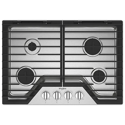 Surface de cuisson au gaz à 4 brûleurs de 30 po de Whirlpool (WCGK5030PS) - Acier inoxydable
