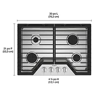 Surface de cuisson au gaz à 4 brûleurs de 30 po de Whirlpool (WCGK5030PS) - Acier inoxydable