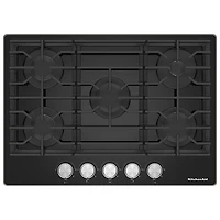 Surface de cuisson au gaz à 5 brûleurs de 30 po de KitchenAid (KCGG530PBL) - Noir