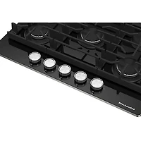Surface de cuisson au gaz à 5 brûleurs de 30 po de KitchenAid (KCGG530PBL) - Noir