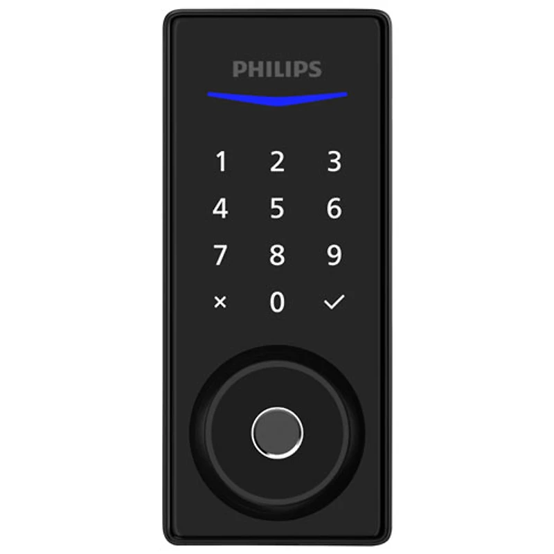 Ensemble avec serrure intelligente à pêne dormant/lecteur d'empreintes Wi-Fi série 4000 de Philips - Noir mat