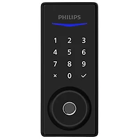 Ensemble avec serrure intelligente à pêne dormant/lecteur d'empreintes Wi-Fi série 4000 de Philips - Noir mat