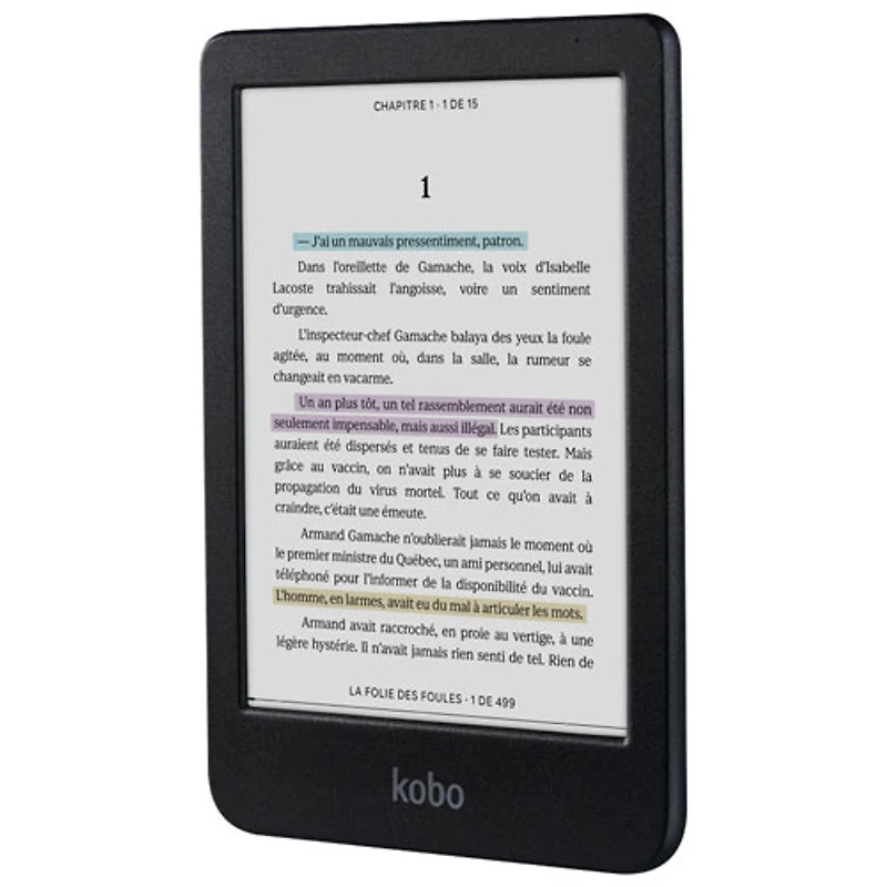 Liseuse numérique à écran tactile en couleur de 6 po Clara de Kobo - Noir