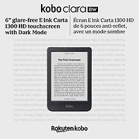 Liseuse numérique à écran tactile noir/blanc de 6 po Clara BW de Kobo - Noir