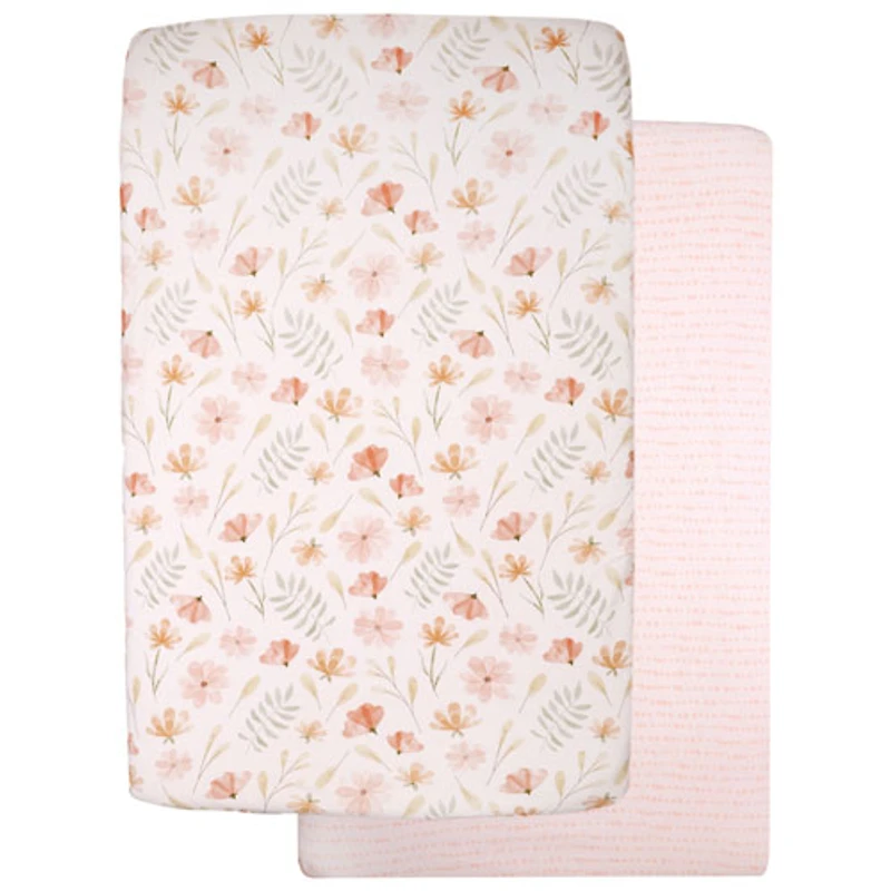 Drap-housse 2 pièces en jersey de Nemcor - Lit de bébé miniature - Floral