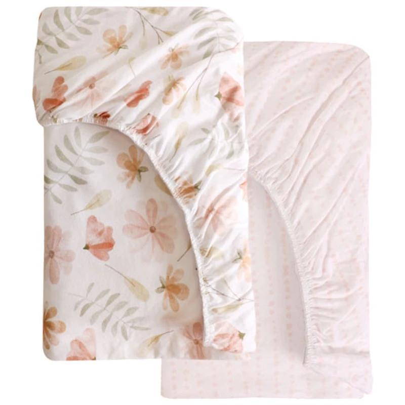 Drap-housse 2 pièces en jersey de Nemcor - Lit de bébé miniature - Floral