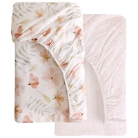 Drap-housse 2 pièces en jersey de Nemcor - Lit de bébé miniature - Floral