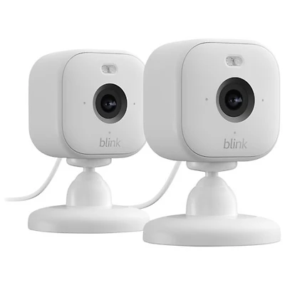 Caméra IP HD 1080p d'extérieur/d'intérieur Wi-Fi Mini 2 de Blink - Lot de 2 - Blanc