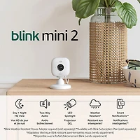 Caméra IP HD 1080p d'extérieur/d'intérieur Wi-Fi Mini 2 de Blink - Lot de 2 - Blanc