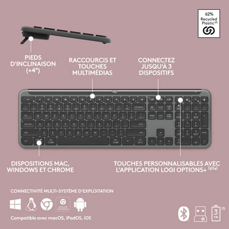 Logitech K950 Signature Slim Wireless Full-Size Keyboard - Graphite - English