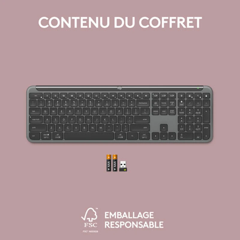 Logitech K950 Signature Slim Wireless Full-Size Keyboard - Graphite - English