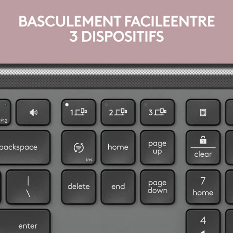 Ensemble avec clavier pleine grandeur et souris optique sans fil MK955 Signature Slim de Logitech - Anglais