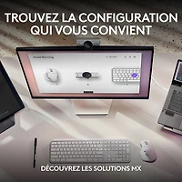 Caméra Web Ultra HD 4K MX Brio de Logitech - Gris pâle