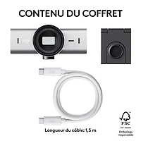 Caméra Web Ultra HD 4K MX Brio de Logitech - Gris pâle