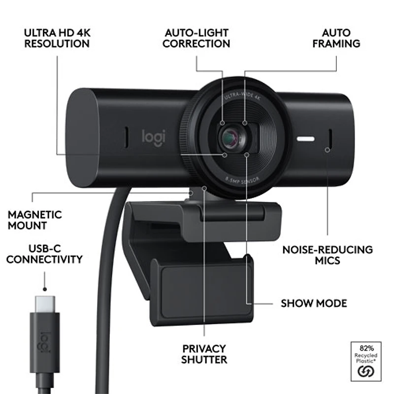 Logitech MX Brio Ultra HD 4K Webcam - Black