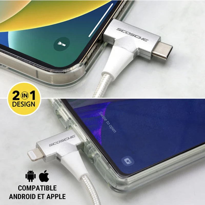 Scosche Strikeline 1.22m (4 ft.) USB-C to Lightning/USB-C Cable (CCi4B4TWT-SP) - White