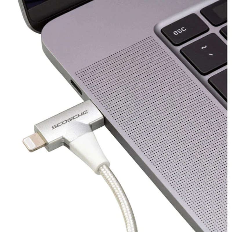 Scosche Strikeline 1.22m (4 ft.) USB-C to Lightning/USB-C Cable (CCi4B4TWT-SP) - White