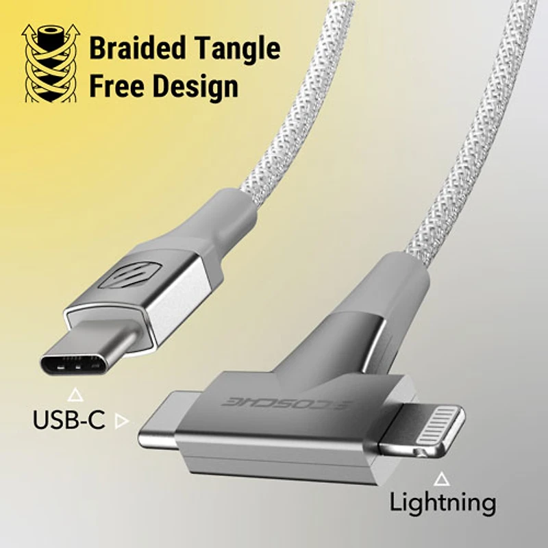 Scosche Strikeline 1.22m (4 ft.) USB-C to Lightning/USB-C Cable (CCi4B4TWT-SP) - White