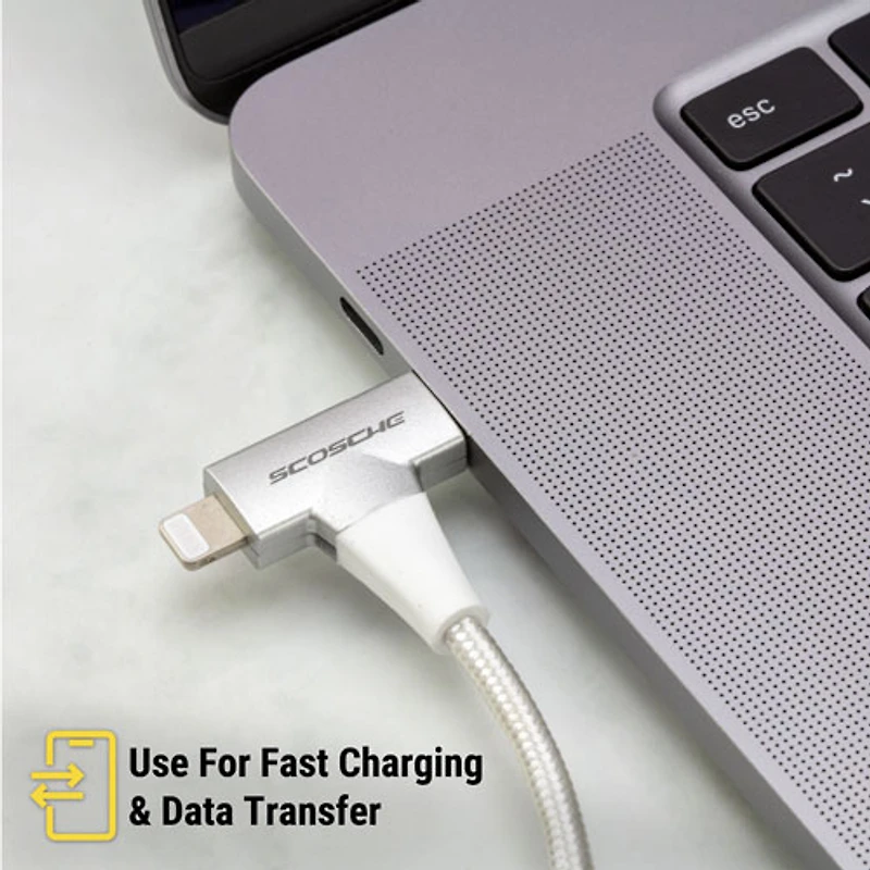 Scosche Strikeline 1.22m (4 ft.) USB-C to Lightning/USB-C Cable (CCi4B4TWT-SP) - White