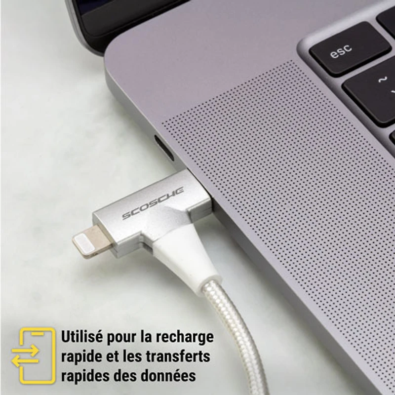 Scosche Strikeline 1.22m (4 ft.) USB-C to Lightning/USB-C Cable (CCi4B4TWT-SP) - White