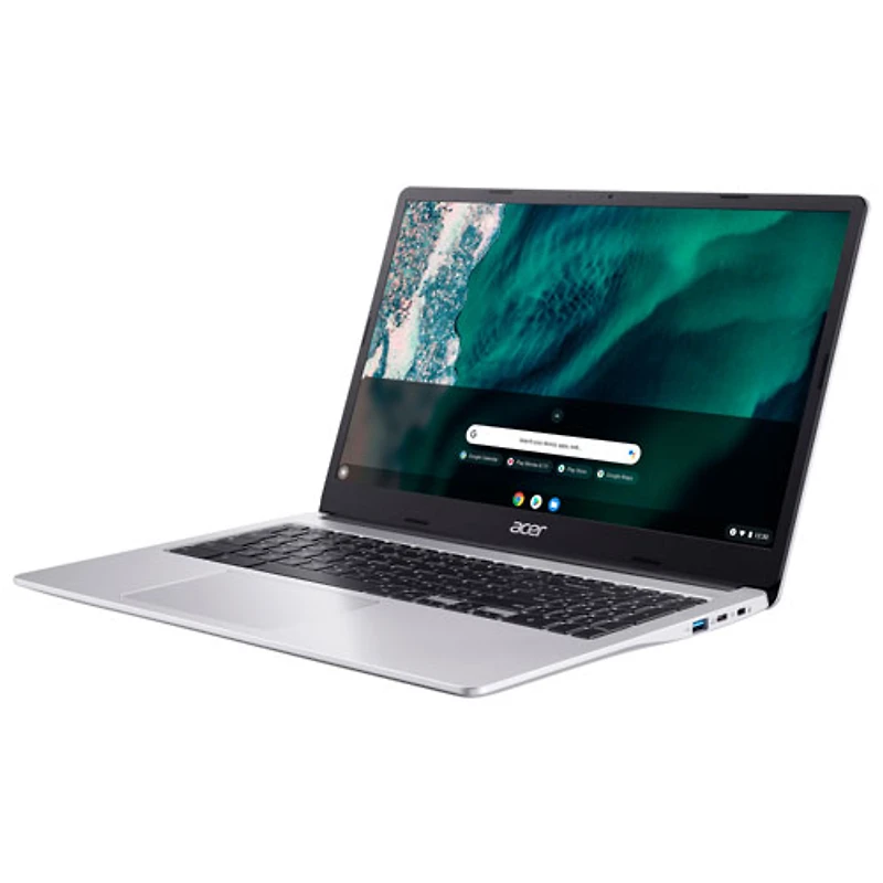 Chromebook de 15,6 pouces d'Acer avec 3 mois de forfait Google AI Pro - Argenté (Celeron N4500 d'Intel/128 Go/RAM 8 Go/ChromeOS)