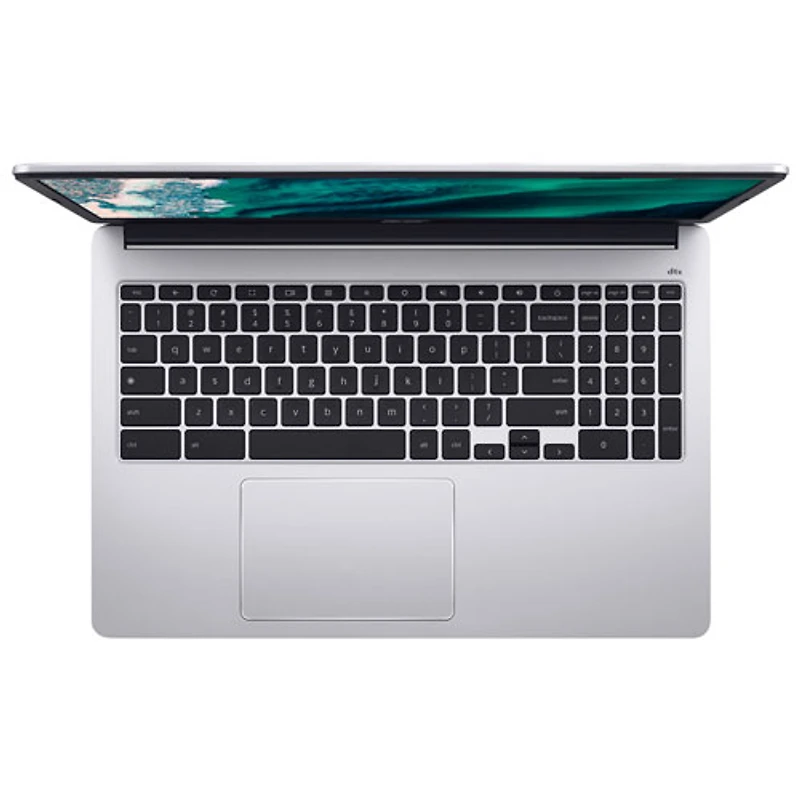 Chromebook de 15,6 pouces d'Acer avec 3 mois de forfait Google AI Pro - Argenté (Celeron N4500 d'Intel/128 Go/RAM 8 Go/ChromeOS)