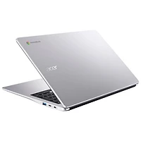 Chromebook de 15,6 pouces d'Acer avec 3 mois de forfait Google AI Pro - Argenté (Celeron N4500 d'Intel/128 Go/RAM 8 Go/ChromeOS)