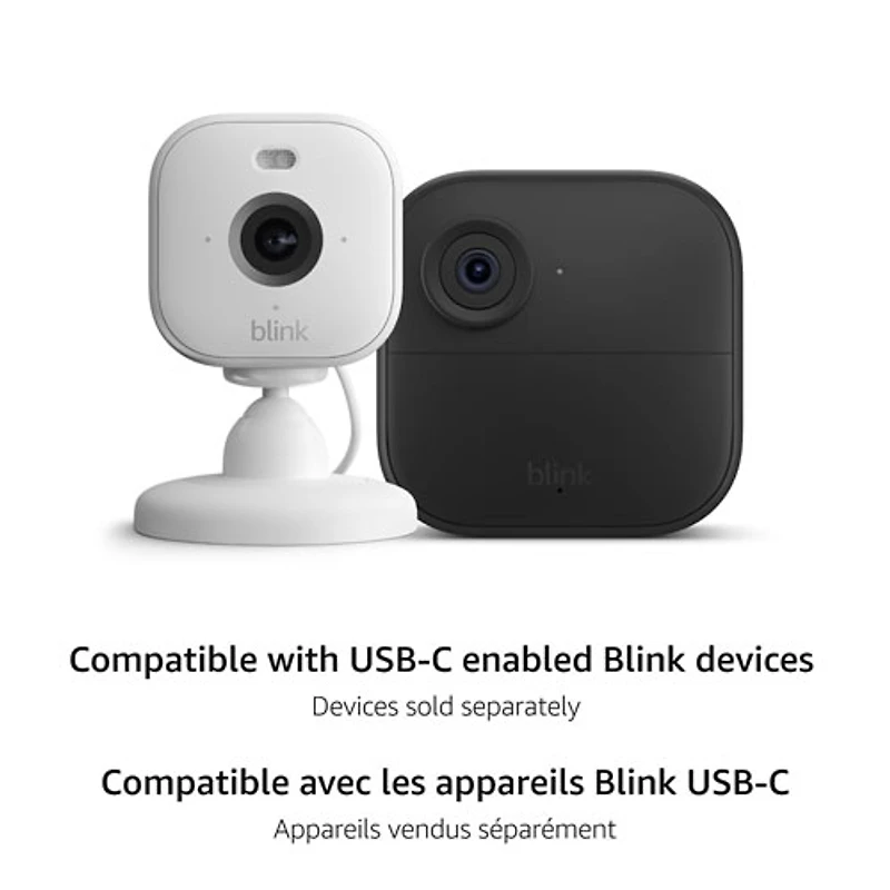 Adaptateur d'alimentation résistant aux intempéries 3,96 m (13 pi) de Blink pour caméras Mini 2 et Outdoor 4 (4e génération) de Blink - Blanc