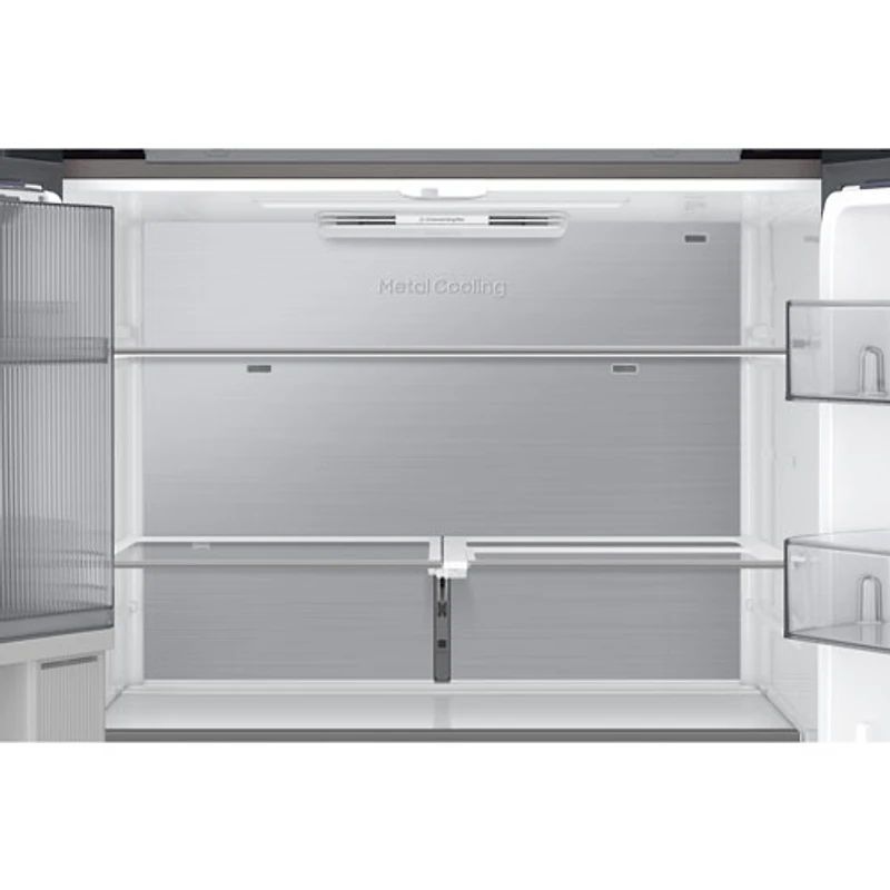 Réfrigérateur à 4 portes et à profondeur de comptoir de 22,8 pi³ et 36 po BESPOKE avec porte transparente de Samsung (RF23DB9700QLAA) - Inox
