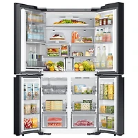 Réfrigérateur à 4 portes et à profondeur de comptoir de 22,8 pi³ et 36 po BESPOKE avec porte transparente de Samsung (RF23DB9700QLAA) - Inox