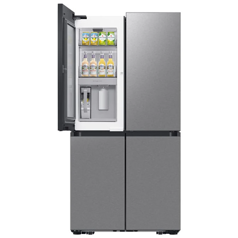 Réfrigérateur à 4 portes et à profondeur de comptoir de 22,8 pi³ et 36 po BESPOKE avec porte transparente de Samsung (RF23DB9700QLAA) - Inox