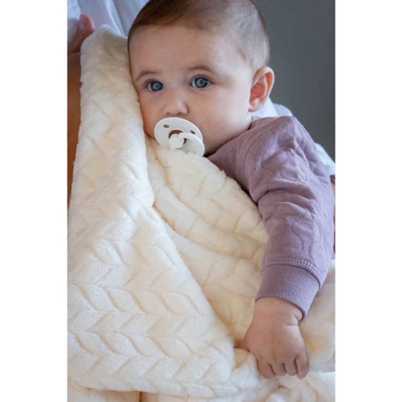 Juddlies Jacquard Flannel Blanket - Off-White