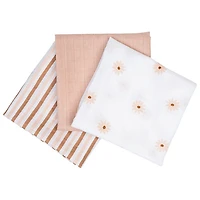 Couvertures Ã  emmailloter en mousseline de Lulujo - Paquet de 3 - Marguerites