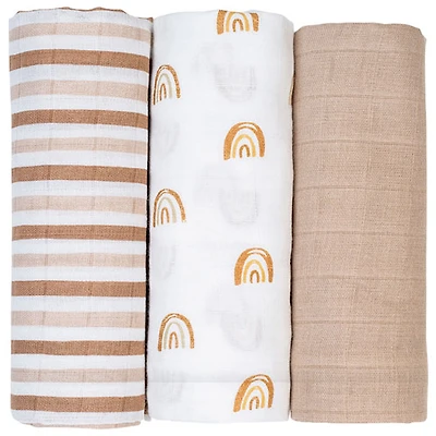 Lulujo Muslin Swaddles - 3 Pack - Rainbow