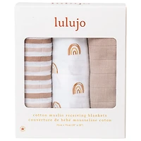 Lulujo Muslin Swaddles - 3 Pack - Rainbow