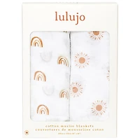 Lulujo Boho Muslin Swaddle - 2 Pack - Rainbow/Suns