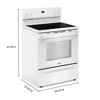 Cuisinière électrique autonome à 5 éléments avec four autonettoyant 5,3 pi³ 30 po série 3 de Whirlpool (YWFES3330RW) - Blanc