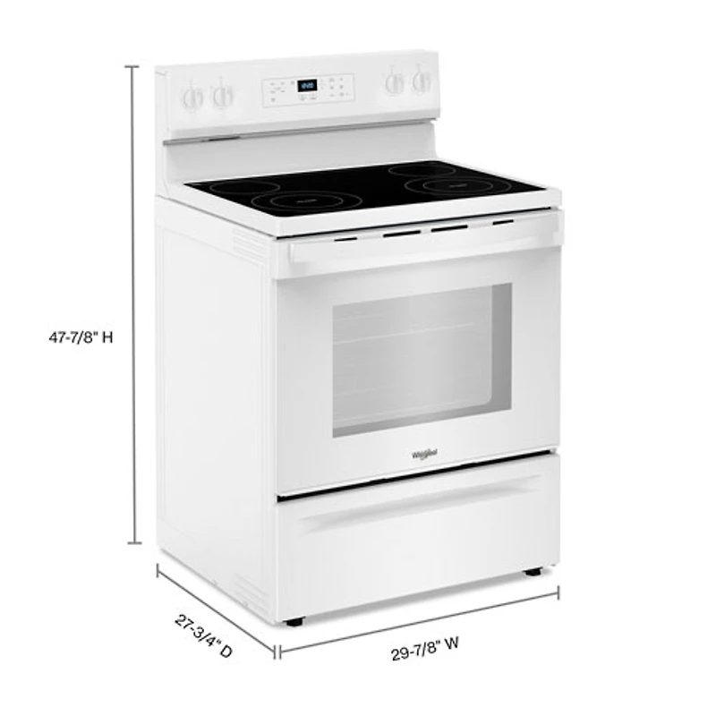 Cuisinière électrique autonome à 4 éléments avec four autonettoyant 5,3 pi³ 30 po série 3 de Whirlpool (YWFES3530RW) - Blanc