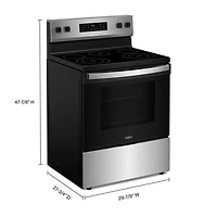 Cuisinière électrique autonome à 5 éléments avec four Steam Clean 5,3 pi³ 30 po série 3 de Whirlpool (YWFES3330RZ) - Inox