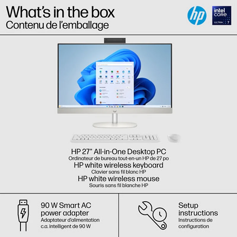 Ordinateur tout-en-un de 27 po de HP (Core Ultra 7 155U d'Intel/SSD 1 To/RAM 16 Go/Windows 11) - Exclusivité Best Buy