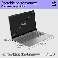 Portable à écran tactile 2-en-1 Envy x360 de 15,6 po de HP - Argenté minéral (Core Ultra 5 125U d'Intel/SSD 1 To/RAM 16 Go)