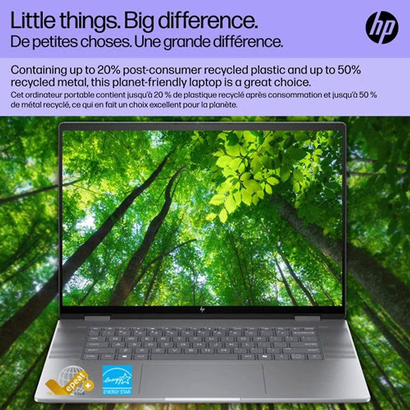 Portable 2-en-1 à écran tactile 16 po Envy x360 de HP - Argent météore (Ryzen 7 8840HS d'AMD/SSD 1 To/RAM 16 Go/Windows 11)