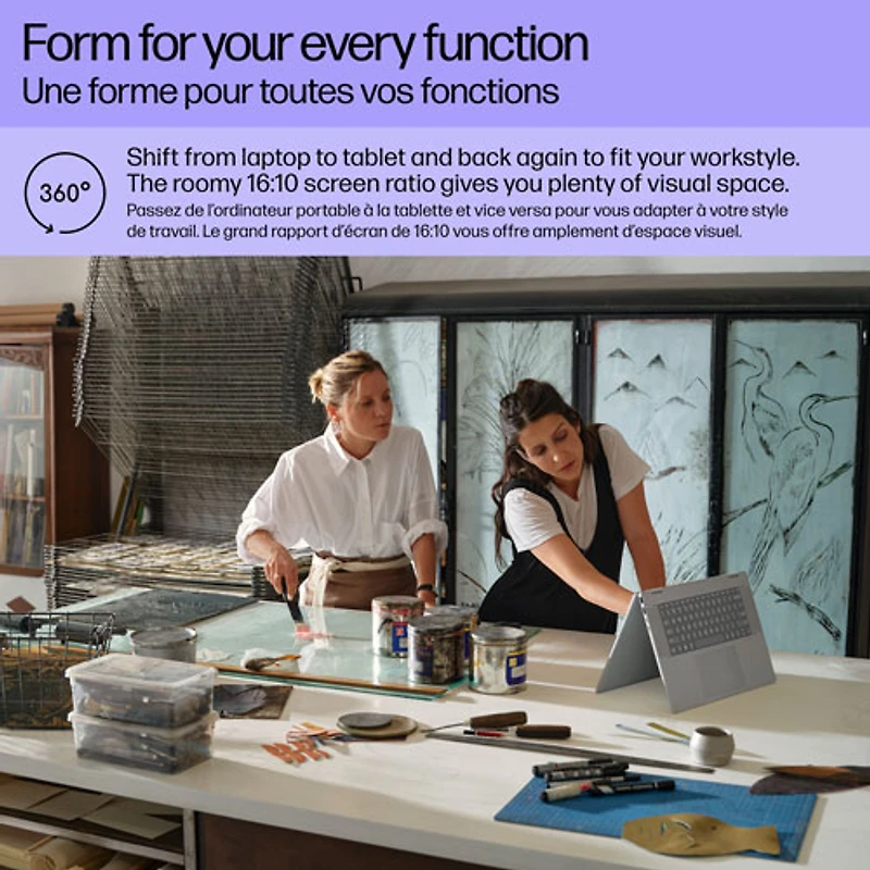 Portable 2-en-1 à écran tactile 16 po Envy x360 de HP - Argent météore (Ryzen 7 8840HS d'AMD/SSD 1 To/RAM 16 Go/Windows 11)