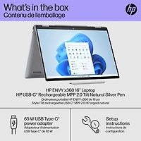 Portable 2-en-1 à écran tactile 16 po Envy x360 de HP - Argent météore (Ryzen 7 8840HS d'AMD/SSD 1 To/RAM 16 Go/Windows 11)