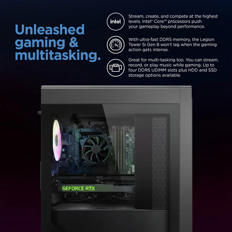 Lenovo Legion Tower 5i Gaming PC - Storm Grey (Intel Core i5 14400F/32GB RAM/1TB SSD/ RTX 4060/Win 11)