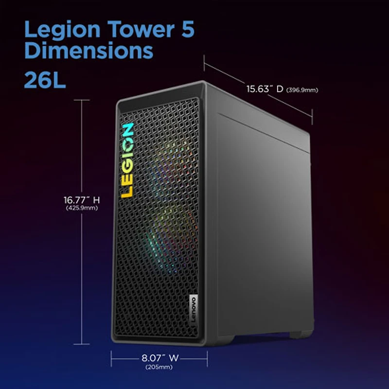 Ordinateur de jeu Legion Tower 5 de Lenovo - Gris tempête (Ryzen 5 7600 d'AMD/RAM 16 Go/SSD 512 Go/RTX 4060/Windows 11)