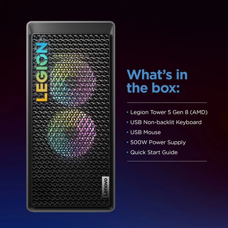 Ordinateur de jeu Legion Tower 5 de Lenovo - Gris tempête (Ryzen 5 7600 d'AMD/RAM 16 Go/SSD 512 Go/RTX 4060/Windows 11)